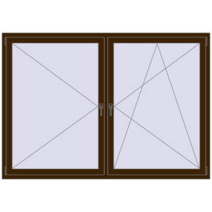 Buy Tilt-and-Turn 2050x1440 mm REHAU ENERGY-SAVING SYNEGO MD DARK_OAK two-sided