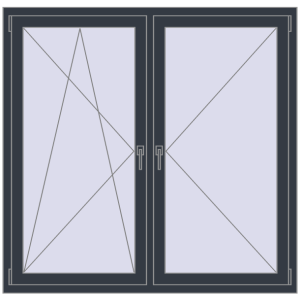 Buy Tilt-and-Turn 1470x1430 mm REHAU OPTIMUM EURO-DESIGN 70 ANTHRACITE_GREY_STRUKTURAL two-sided