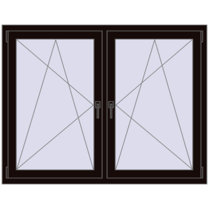 Zamów teraz Okna skrzydłowe 1530x1145 mm REHAU ENERGY-SAVING SYNEGO MD BLACK_BROWN dwustronny