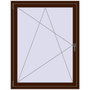 Plastic window 1060x1350 mm Single-leaf. View from inside Buy Tilt-and-Turn 1060x1350 mm CLASICTHERM 70 MAHAGON_SAPELI two-sided
