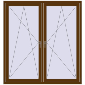 Buy Tilt-and-Turn 1500x1600 mm REHAU OPTIMUM EURO-DESIGN 70 WALNUT two-sided