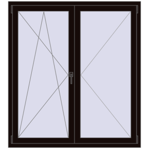 Buy Tilt-and-Turn 1360x1500 mm REHAU OPTIMUM EURO-DESIGN 70 BLACK_BROWN two-sided