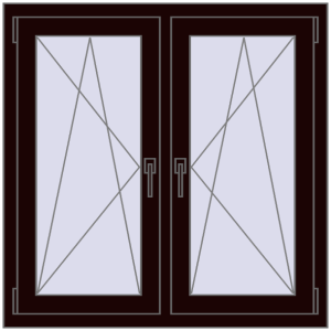 Buy Tilt-and-Turn 1000x1000 mm REHAU OPTIMUM EURO-DESIGN 70 CHOCOLATE_BROWN two-sided