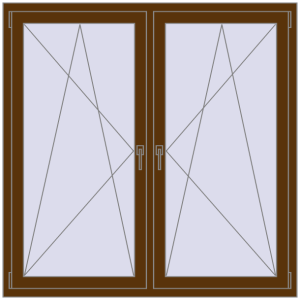 Buy Tilt-and-Turn 1440x1440 mm REHAU ENERGY-SAVING SYNEGO MD WALNUT two-sided