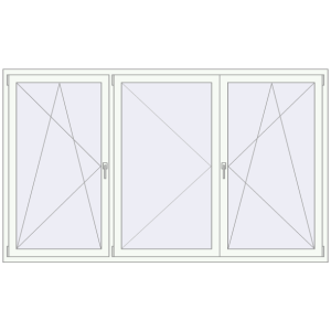 Buy Tilt-and-Turn 2440x1450 mm REHAU OPTIMUM EURO-DESIGN 70 RAL 9016 Traffic white two-sided