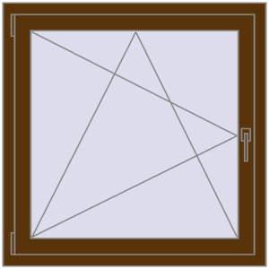 Plastic window 1000x1000 mm Single-leaf. View from inside Buy Tilt-and-Turn 1000x1000 mm EPSILON OPTIMA WALNUT two-sided