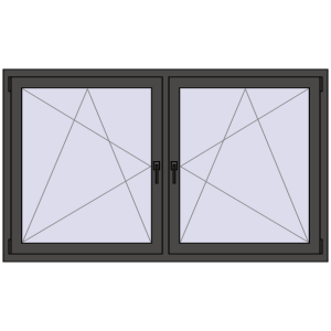 Plastic window 1770x1025 mm Dwuskrzydłowe. View from inside Buy Tilt-and-Turn 1770x1025 mm REHAU ENERGY-SAVING SYNEGO MD BASALT_GREY two-sided