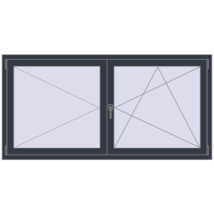 Buy Tilt-and-Turn 1800x900 mm REHAU OPTIMUM EURO-DESIGN 70 ANTHRACITE_GREY_STRUKTURAL two-sided