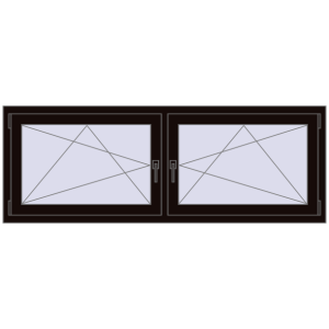 Plastic window 1770x635 mm Dwuskrzydłowe. View from inside Buy Tilt-and-Turn 1770x635 mm REHAU ENERGY-SAVING SYNEGO MD BLACK_BROWN two-sided