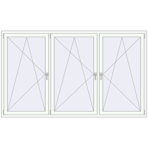Buy Tilt-and-Turn 2440x1450 mm REHAU OPTIMUM EURO-DESIGN 70 RAL 9016 Traffic white two-sided