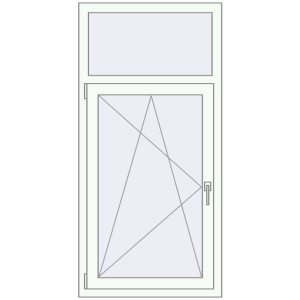 Plastic window 740x1520 mm Single-leaf with fanlight. View from inside Buy Tilt-and-Turn 740x1520 mm EPSILON OPTIMA RAL 9016 Traffic white two-sided