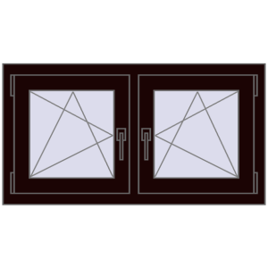 Okno plastikowe 990x545 mm Dwuskrzydłowe. Widok od środka Zamów teraz Okna skrzydłowe 990x545 mm REHAU OPTIMUM EURO-DESIGN 70 CHOCOLATE_BROWN dwustronny