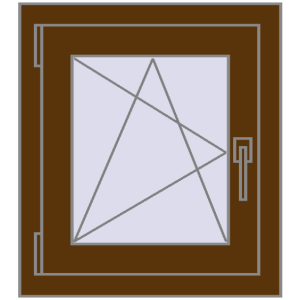 Okno plastikowe 500x560 mm Jednoskrzydłowe. Widok od środka Zamów teraz Okna skrzydłowe 500x560 mm CLASICTHERM 70 WALNUT dwustronny