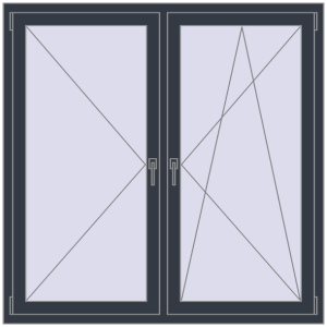 Buy Tilt-and-Turn 1430x1430 mm REHAU OPTIMUM EURO-DESIGN 70 ANTHRACITE_GREY_STRUKTURAL two-sided
