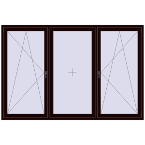 Buy Tilt-and-Turn 2400x1600 mm REHAU OPTIMUM EURO-DESIGN 70 CHOCOLATE_BROWN two-sided