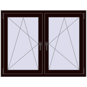Okno plastikowe 1335x995 mm Dwuskrzydłowe. Widok od środka Zamów teraz Okna skrzydłowe 1335x995 mm REHAU ENERGY-SAVING SYNEGO MD CHOCOLATE_BROWN dwustronny