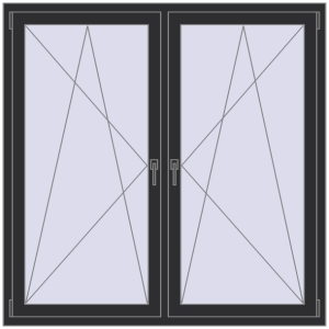 Buy Tilt-and-Turn 1500x1500 mm REHAU OPTIMUM EURO-DESIGN 70 ANTHRACITE_GREY_GLATT two-sided