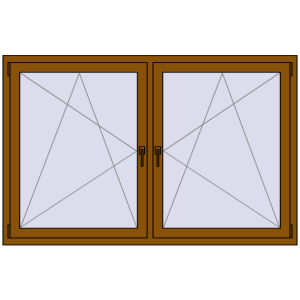 Plastic window 1770x1145 mm Dwuskrzydłowe. View from inside Buy Tilt-and-Turn 1770x1145 mm REHAU ENERGY-SAVING SYNEGO MD GOLDEN OAK two-sided