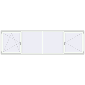 Buy Tilt-and-Turn 3500x1000 mm REHAU OPTIMUM EURO-DESIGN 70 RAL 9016 Traffic white two-sided