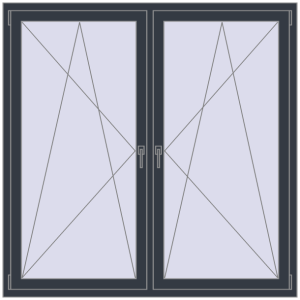 Buy Tilt-and-Turn 1600x1600 mm REHAU OPTIMUM EURO-DESIGN 70 ANTHRACITE_GREY_STRUKTURAL two-sided