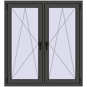 Okno plastikowe 1200x1265 mm Dwuskrzydłowe. Widok od środka Zamów teraz Okna skrzydłowe 1200x1265 mm REHAU ENERGY-SAVING SYNEGO MD BASALT_GREY dwustronny