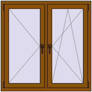Buy Tilt-and-Turn 1160x1160 mm REHAU OPTIMUM EURO-DESIGN 70 GOLDEN OAK two-sided