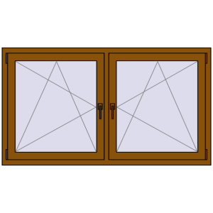 Okno plastikowe 1575x920 mm Dwuskrzydłowe. Widok od środka Zamów teraz Okna skrzydłowe 1575x920 mm REHAU ENERGY-SAVING SYNEGO MD GOLDEN OAK dwustronny