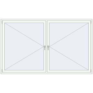 Plastic window 2500x1500 mm Double-leaf. View from inside Buy Tilt-and-Turn 2500x1500 mm REHAU ENERGY-SAVING SYNEGO MD RAL 9016 Traffic white two-sided