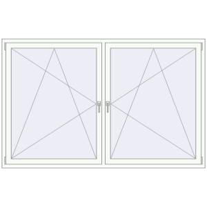 Plastic window 2200x1400 mm Dwuskrzydłowe. View from inside Buy Tilt-and-Turn 2200x1400 mm REHAU ENERGY-SAVING SYNEGO MD GOLDEN OAK external