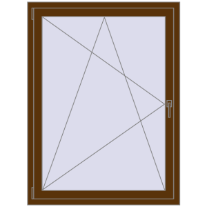 Plastic window 1050x1350 mm Single-leaf. View from inside Buy Tilt-and-Turn 1050x1350 mm CLASICTHERM 70 WALNUT two-sided