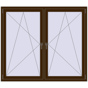 Okno plastikowe 1740x1430 mm Dwuskrzydłowe. Widok od środka Zamów teraz Okna skrzydłowe 1740x1430 mm REHAU ENERGY-SAVING SYNEGO MD DARK_OAK dwustronny