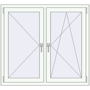 Okno plastikowe 1200x1100 mm Dwuskrzydłowe. Widok od środka Zamów teraz Okna skrzydłowe 1200x1100 mm EPSILON OPTIMA RAL 9016 Traffic white dwustronny