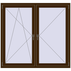Buy Tilt-and-Turn 1500x1400 mm REHAU OPTIMUM EURO-DESIGN 70 DARK_OAK two-sided