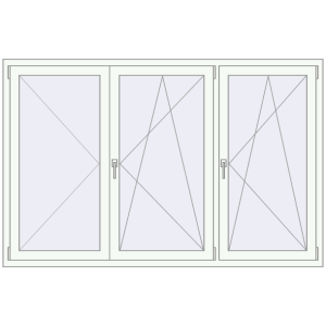 Buy Tilt-and-Turn 1990x1290 mm REHAU OPTIMUM EURO-DESIGN 70 RAL 9016 Traffic white two-sided