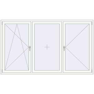 Buy Tilt-and-Turn 2420x1420 mm REHAU OPTIMUM EURO-DESIGN 70 RAL 9016 Traffic white two-sided