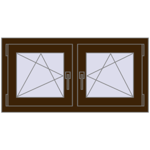 Okno plastikowe 990x515 mm Dwuskrzydłowe. Widok od środka Zamów teraz Okna skrzydłowe 990x515 mm REHAU OPTIMUM EURO-DESIGN 70 DARK_OAK dwustronny