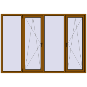 Buy Okna skrzydłowe 2300x1600 mm REHAU OPTIMUM EURO-DESIGN 70 GOLDEN OAK dwustronny