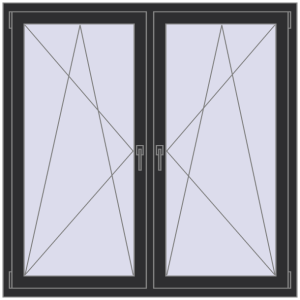 Buy Tilt-and-Turn 1400x1400 mm REHAU OPTIMUM EURO-DESIGN 70 ANTHRACITE_GREY_GLATT two-sided