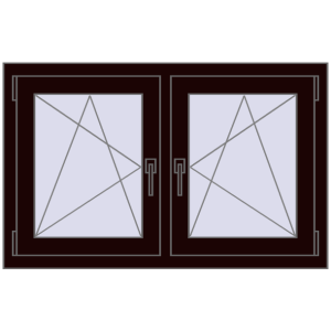 Okno plastikowe 1065x650 mm Dwuskrzydłowe. Widok od środka Zamów teraz Okna skrzydłowe 1065x650 mm REHAU ENERGY-SAVING SYNEGO MD CHOCOLATE_BROWN dwustronny