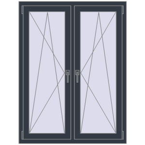 Okno plastikowe 1050x1400 mm Dwuskrzydłowe. Widok od środka Zamów teraz Okna skrzydłowe 1050x1400 mm REHAU ENERGY-SAVING SYNEGO MD ANTHRACITE_GREY_STRUKTURAL dwustronny