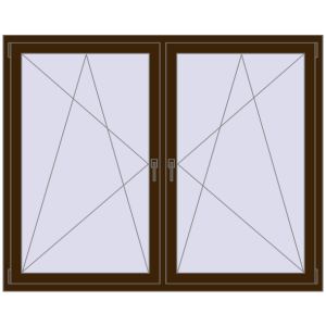 Plastic window 1755x1400 mm Dwuskrzydłowe. View from inside Buy Tilt-and-Turn 1755x1400 mm REHAU ENERGY-SAVING SYNEGO MD DARK_OAK two-sided