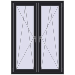 Okno plastikowe 1050x1475 mm Dwuskrzydłowe. Widok od środka Zamów teraz Okna skrzydłowe 1050x1475 mm REHAU ENERGY-SAVING SYNEGO MD BLACK_ULTI-MATT dwustronny