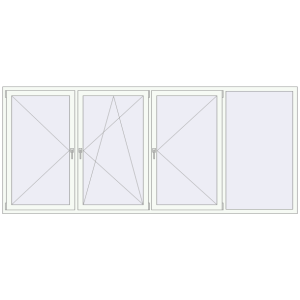Buy Tilt-and-Turn 3300x1420 mm REHAU OPTIMUM EURO-DESIGN 70 RAL 9016 Traffic white two-sided