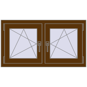 Okno plastikowe 990x545 mm Dwuskrzydłowe. Widok od środka Zamów teraz Okna skrzydłowe 990x545 mm EPSILON OPTIMA WALNUT dwustronny
