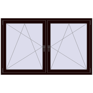 Okno plastikowe 1840x1085 mm Dwuskrzydłowe. Widok od środka Zamów teraz Okna skrzydłowe 1840x1085 mm REHAU ENERGY-SAVING SYNEGO MD CHOCOLATE_BROWN dwustronny