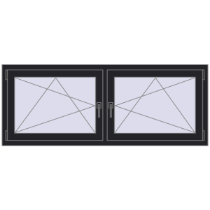 Zamów teraz Okna skrzydłowe 1680x665 mm REHAU ENERGY-SAVING SYNEGO MD BLACK_ULTI-MATT dwustronny