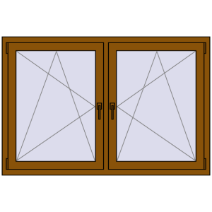 Okno plastikowe 1500x980 mm Dwuskrzydłowe. Widok od środka Zamów teraz Okna skrzydłowe 1500x980 mm REHAU ENERGY-SAVING SYNEGO MD GOLDEN OAK dwustronny