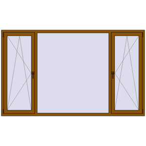 Buy Tilt-and-Turn 2500x1500 mm REHAU ENERGY-SAVING SYNEGO MD GOLDEN OAK two-sided