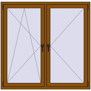 Buy Tilt-and-Turn 1470x1430 mm REHAU OPTIMUM EURO-DESIGN 70 GOLDEN OAK two-sided