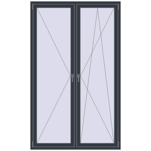 Zamów teraz Okna skrzydłowe 1400x2300 mm REHAU ENERGY-SAVING SYNEGO MD ANTHRACITE_GREY_STRUKTURAL dwustronny